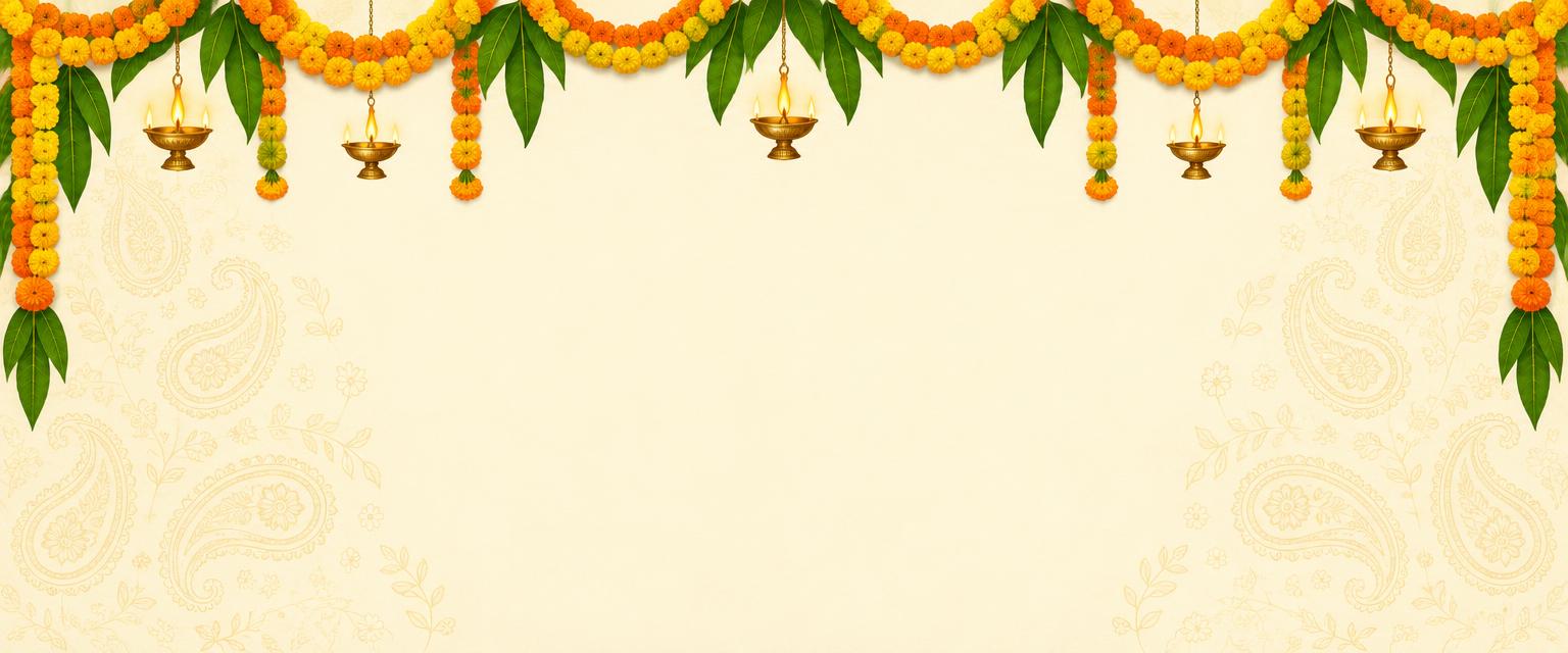 Marigold garlands and diyas